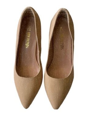 Dream Pairs nude suede classic heels pointed toe slip on Pump Shoes, sz 8